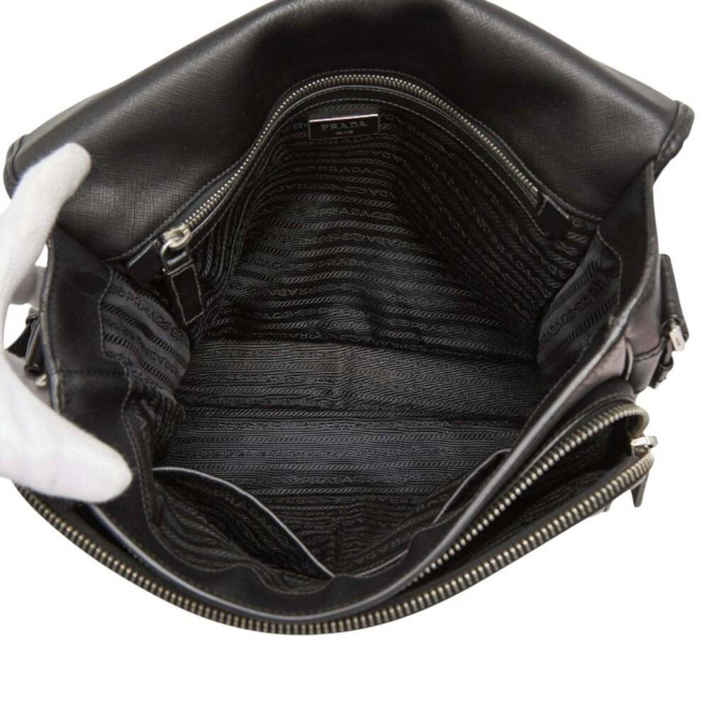 PRADA Black Leather Saffiano Messenger Shoulder Bag - Picture 11 of 16